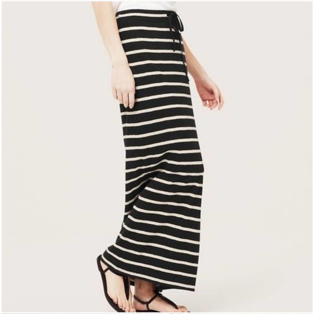 Lou & Grey Womens Black And White Striped Maxi Skirt Size XS Breathable Summer